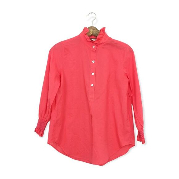 Tuckernuck Women's Poppy Red Teagan Popover Ruffle Elastic Cuff Blouse - Picture 1 of 8